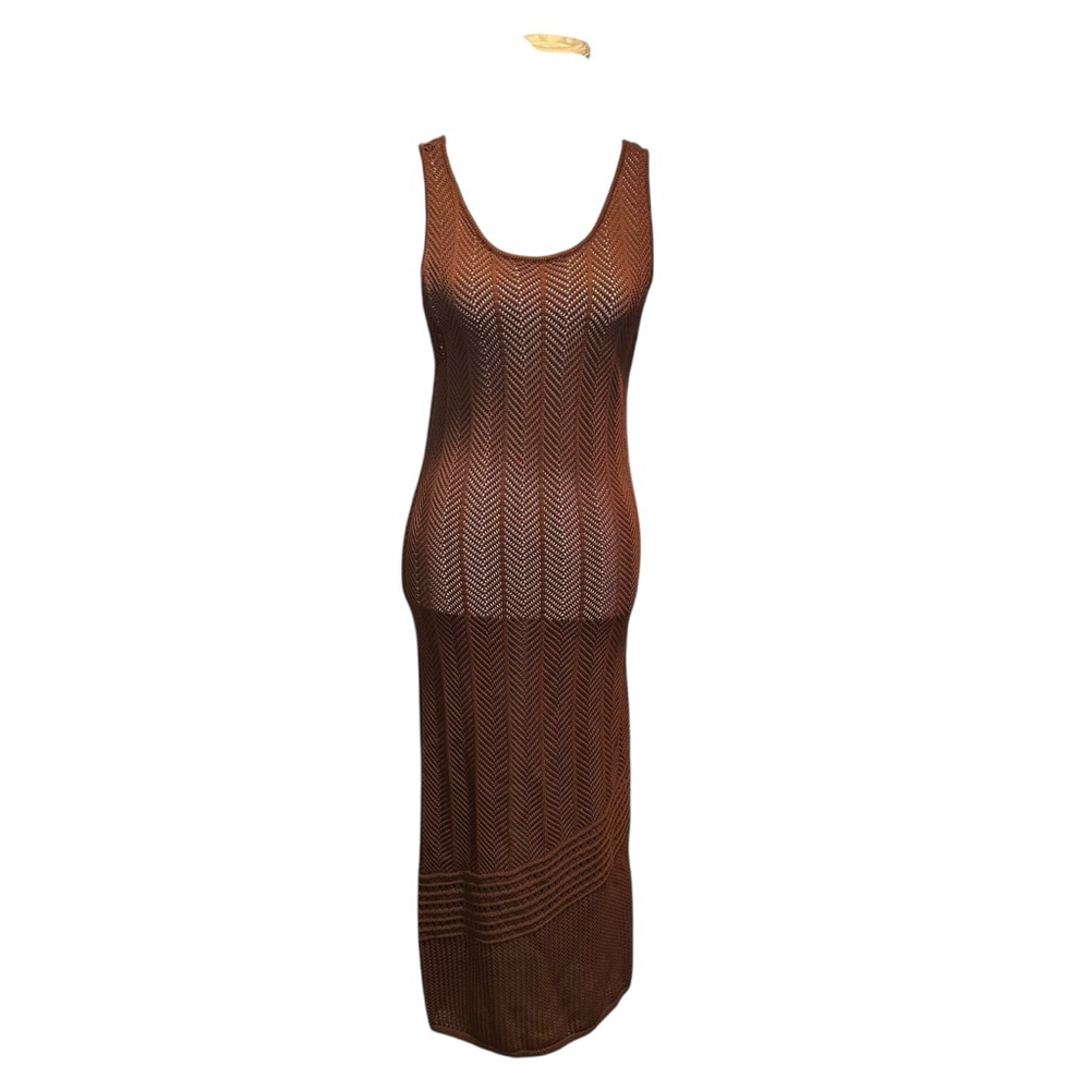 Y2K Open Stitch Chocolate Brown Sweater Dress NY & Company